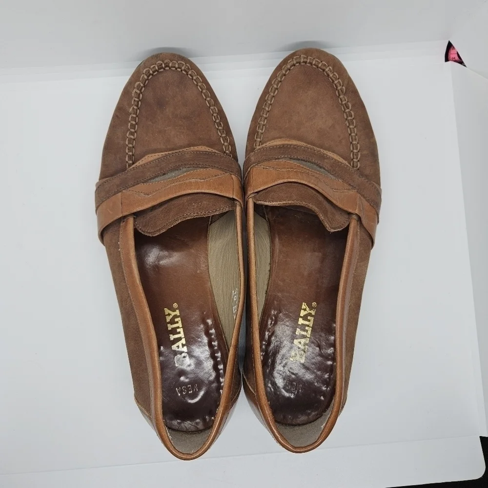 Bally Mesa brown leather penny loafers 10M